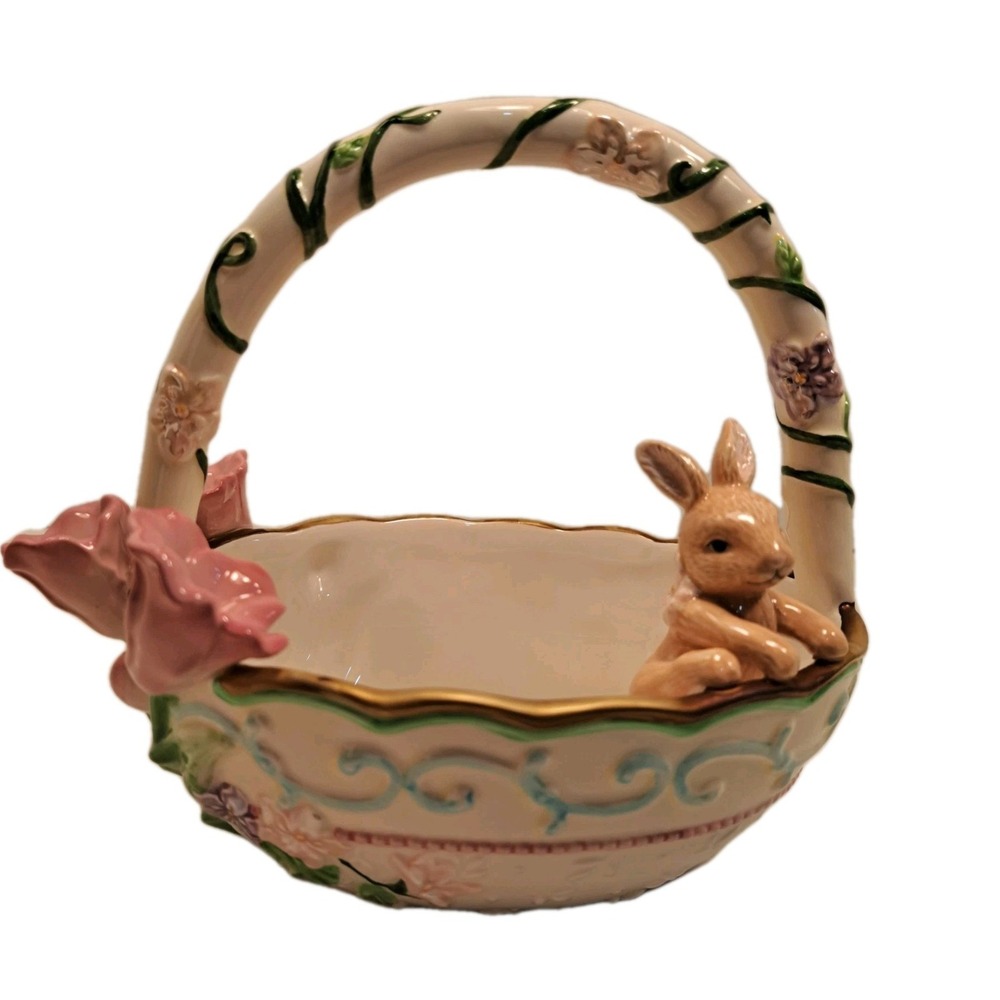Vintage 2002 Avon Spring Time Collection Ceramic Candy Basket NOS!